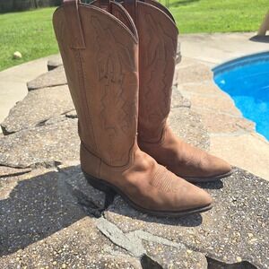 Vintage Mens Dan Post Marlboro Leather Cowboy Western Rancher Boots Size‎ 9M